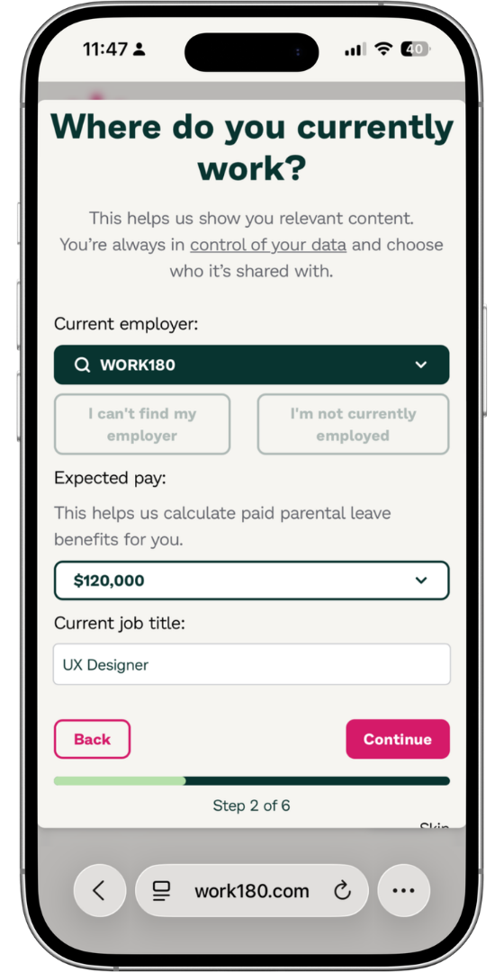 Onboarding screen